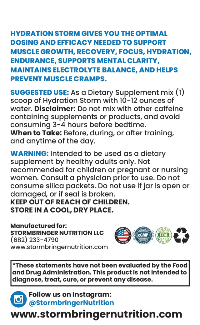 HYDRATION STORM – BCAAs + EAA's + Hydration